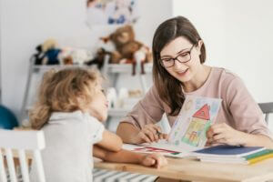A professional child education therapist having a meeting with a