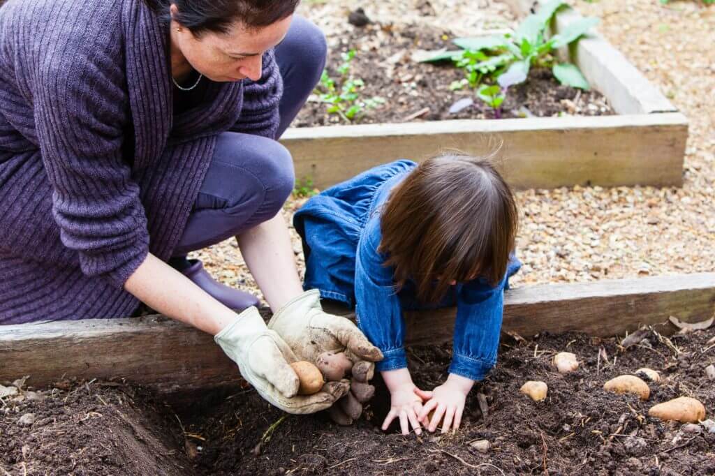 Mother and Child Gardening