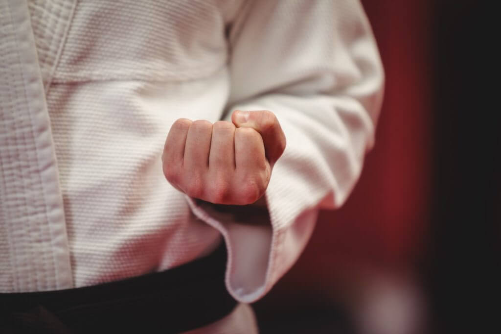 Karate player in black belt