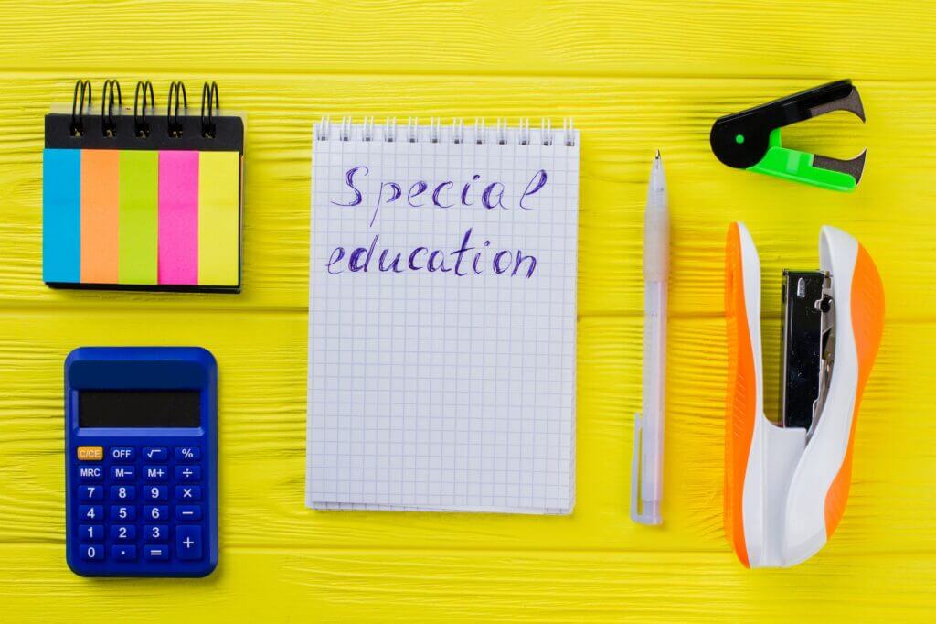 Special education concept flat lay.